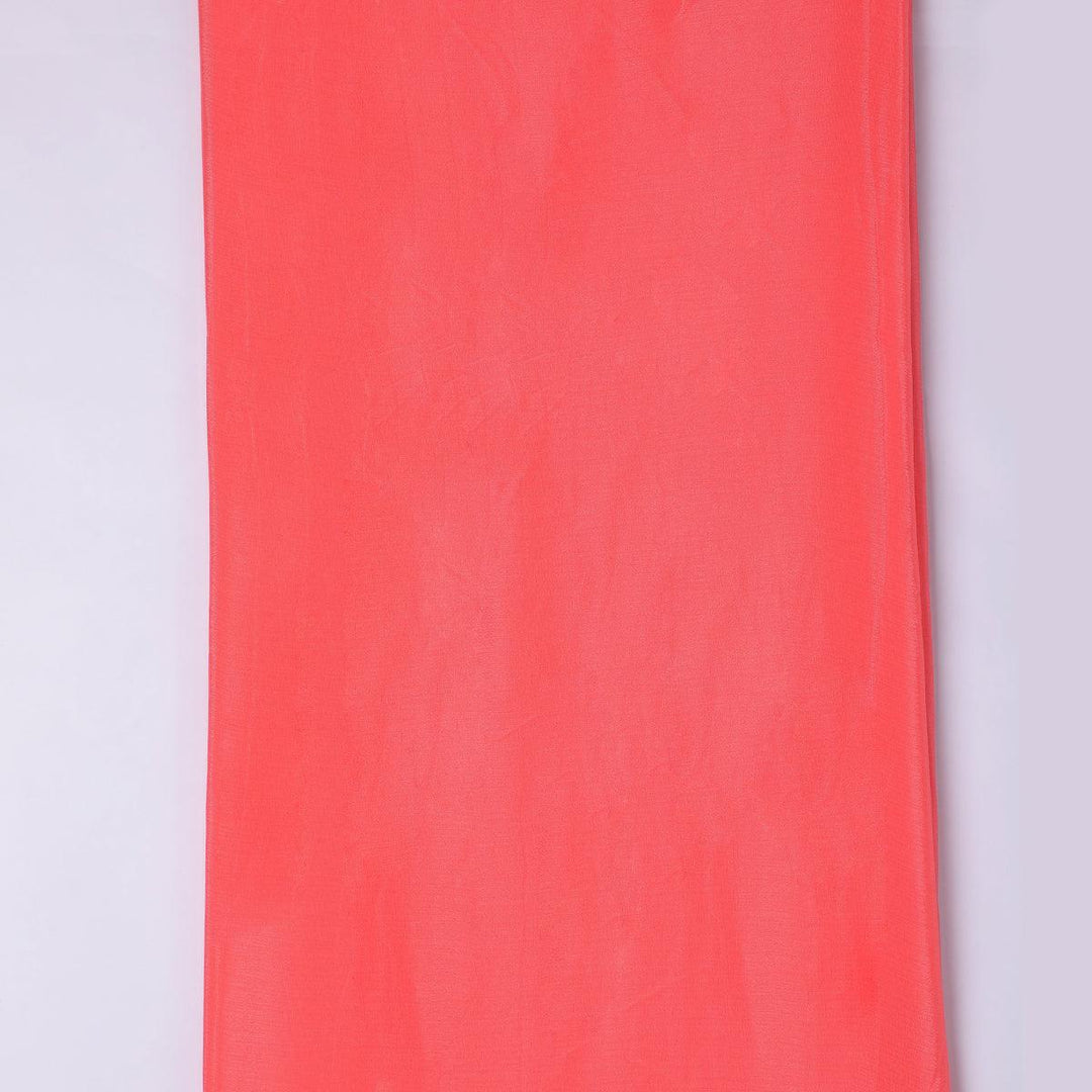 Light Gajari Colour Pure Chinon Plain Dyed Fabric - FAB VOGUE Studio®