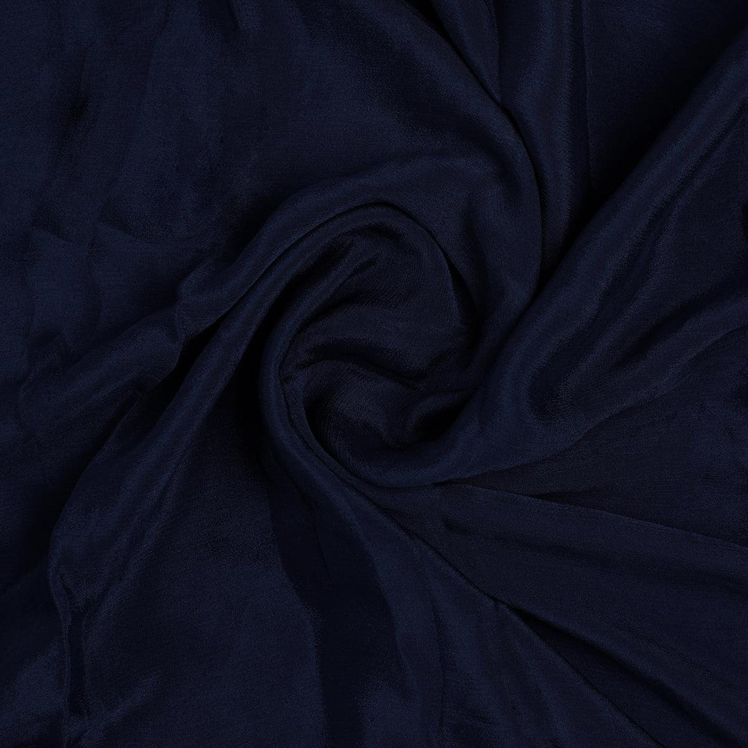 Blue Colour Pure Chinon Plain Dyed Fabric - FAB VOGUE Studio®