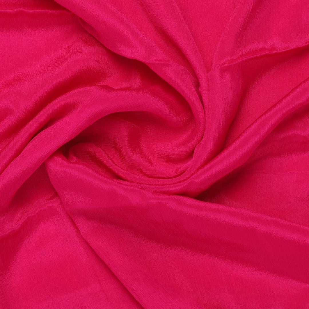 Dark Pink Colour Pure Chinon Plain Dyed Fabric - FAB VOGUE Studio®
