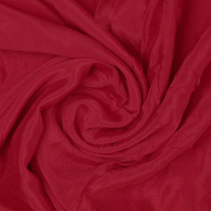 Red Colour Pure Chinon Plain Dyed Fabric - FAB VOGUE Studio®