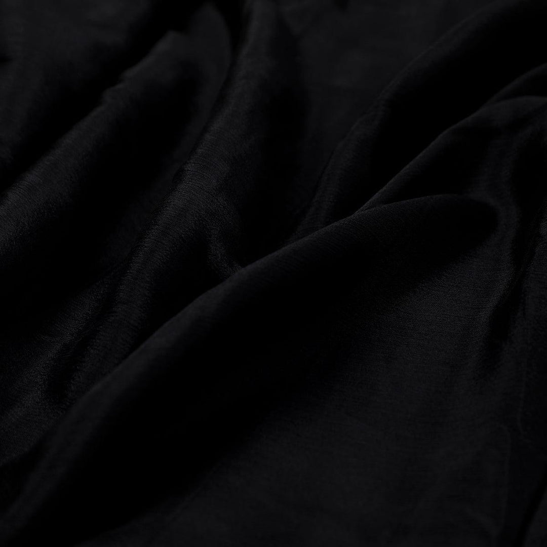 Black Colour Pure Chinon Plain Dyed Fabric - FAB VOGUE Studio®