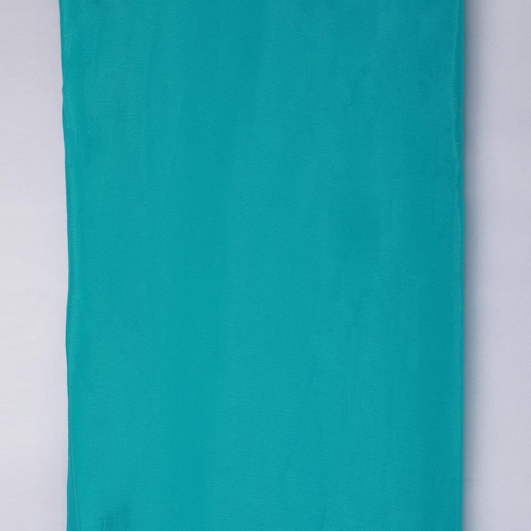 Rama Blue Colour Pure Chinon Plain Dyed Fabric - FAB VOGUE Studio®