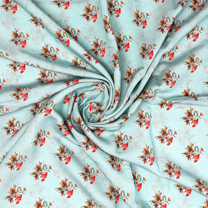 Vintage Flower Repeat Digital Printed Fabric - Pure Muslin - FAB VOGUE Studio®