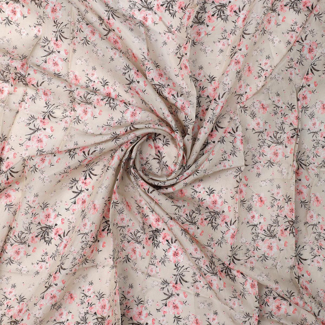 Lightgreen Floral Pure Muslin Printed Fabric Material - FAB VOGUE Studio®