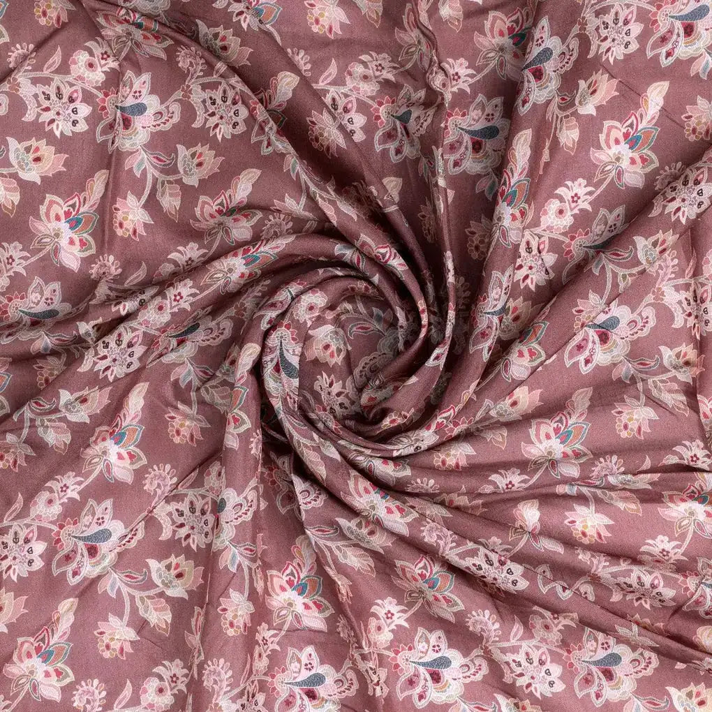 Brown Jacobean Pure Muslin Printed Fabric Material – pm 0 ma020499 110 brown jacobean pure muslin printed fabric material 1