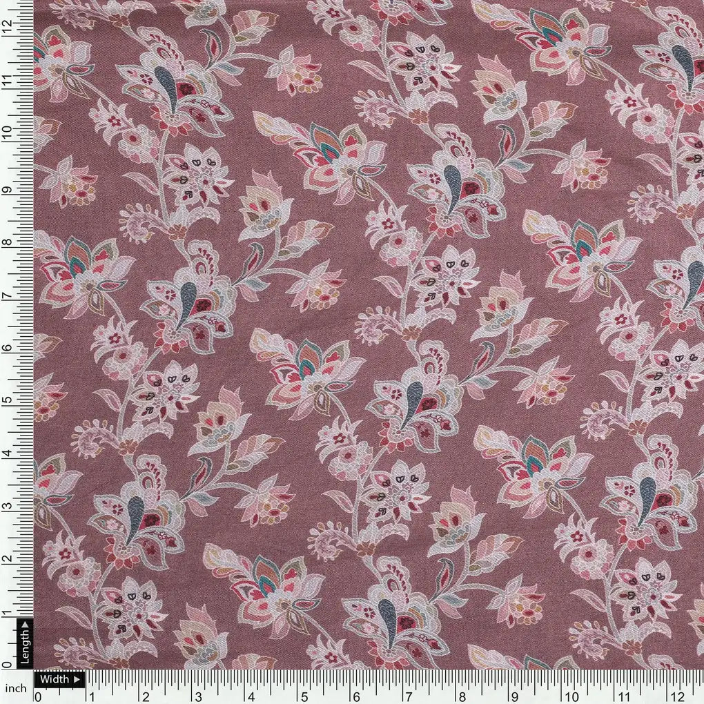Brown Jacobean Pure Muslin Printed Fabric Material – pm 0 ma020499 110 brown jacobean pure muslin printed fabric material 4