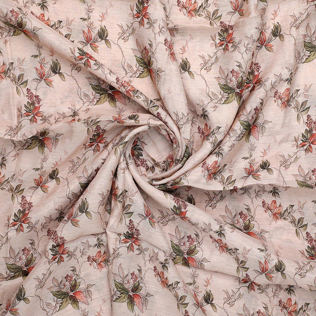 linen Leaves Pure Muslin Printed Fabric Material - FAB VOGUE Studio®