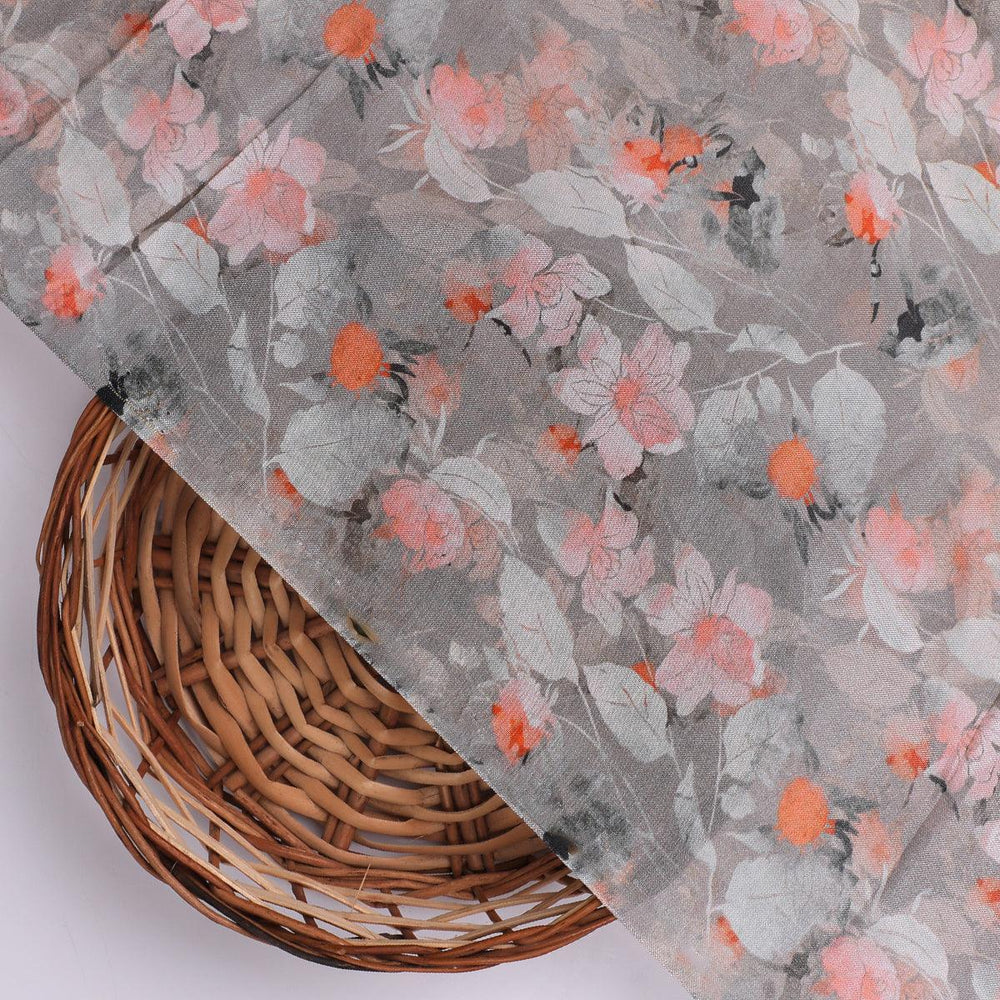 Light Pink Floral Pure Muslin Printed Fabric Material - FAB VOGUE Studio®