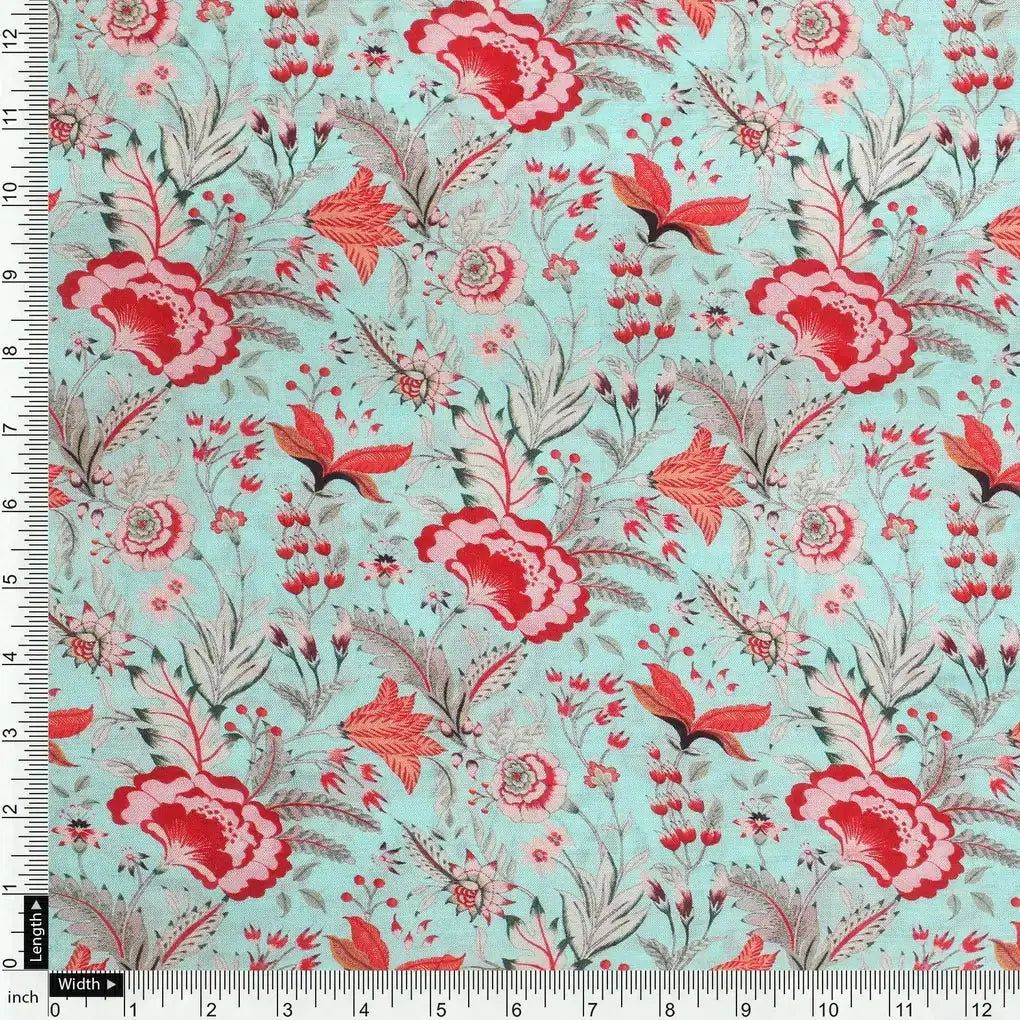 Cyan Jacobean Pure Muslin Printed Fabric Material – pm 0 ma021666 110 cyan jacobean pure muslin printed fabric material 4