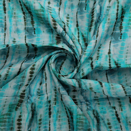 Cyan Decorative Pure Muslin Printed Fabric Material - FAB VOGUE Studio®