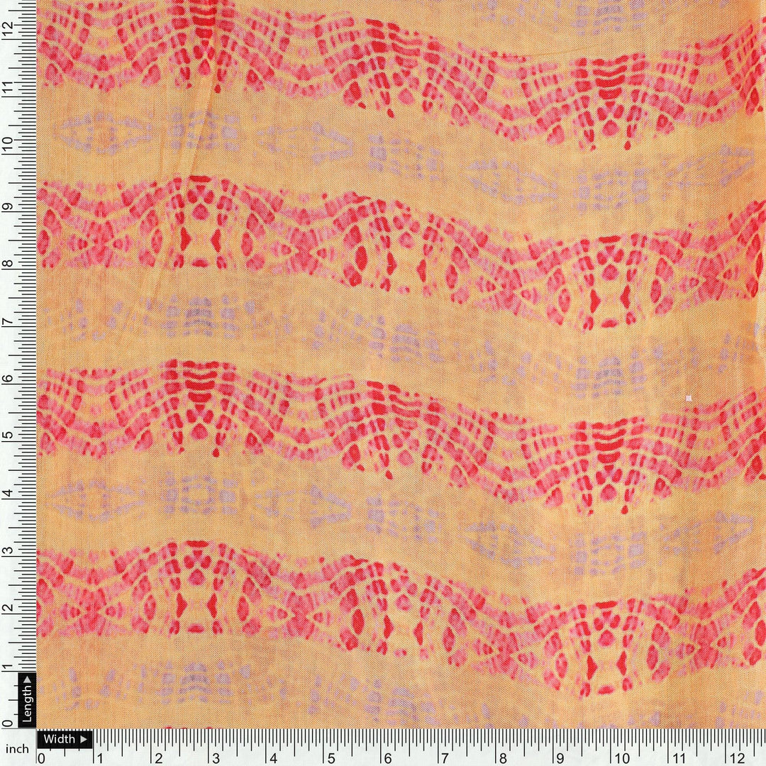Red Strips Pure Muslin Printed Fabric Material - FAB VOGUE Studio®