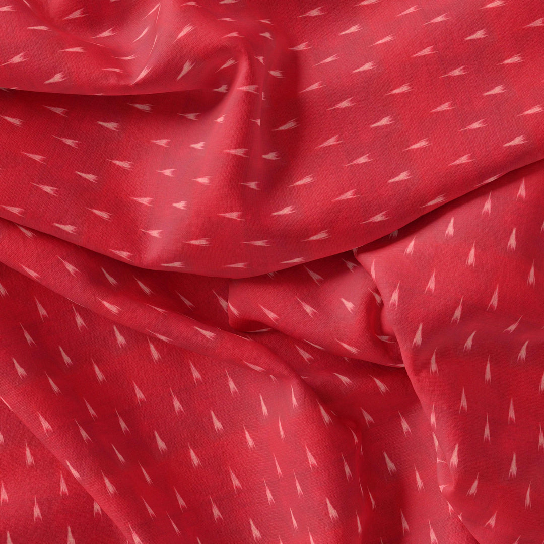 Red Polka Motif Digital Printed Fabric - Pure Muslin - FAB VOGUE Studio®