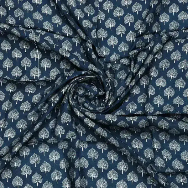 Stylized Mepal Leaf Motif Digital Printed Fabric - Pure Muslin – pm 0 ma02999 110 stylized mepal leaf motif digital printed fabric pure muslin 1