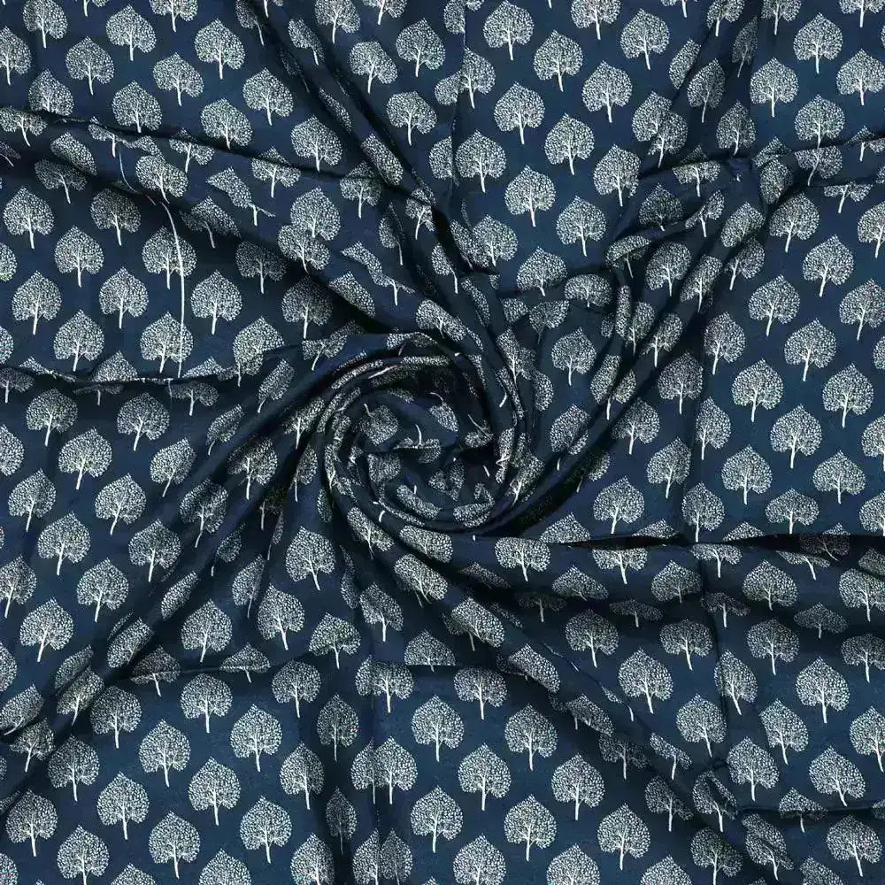 Stylized Mepal Leaf Motif Digital Printed Fabric - Pure Muslin – pm 0 ma02999 110 stylized mepal leaf motif digital printed fabric pure muslin 1