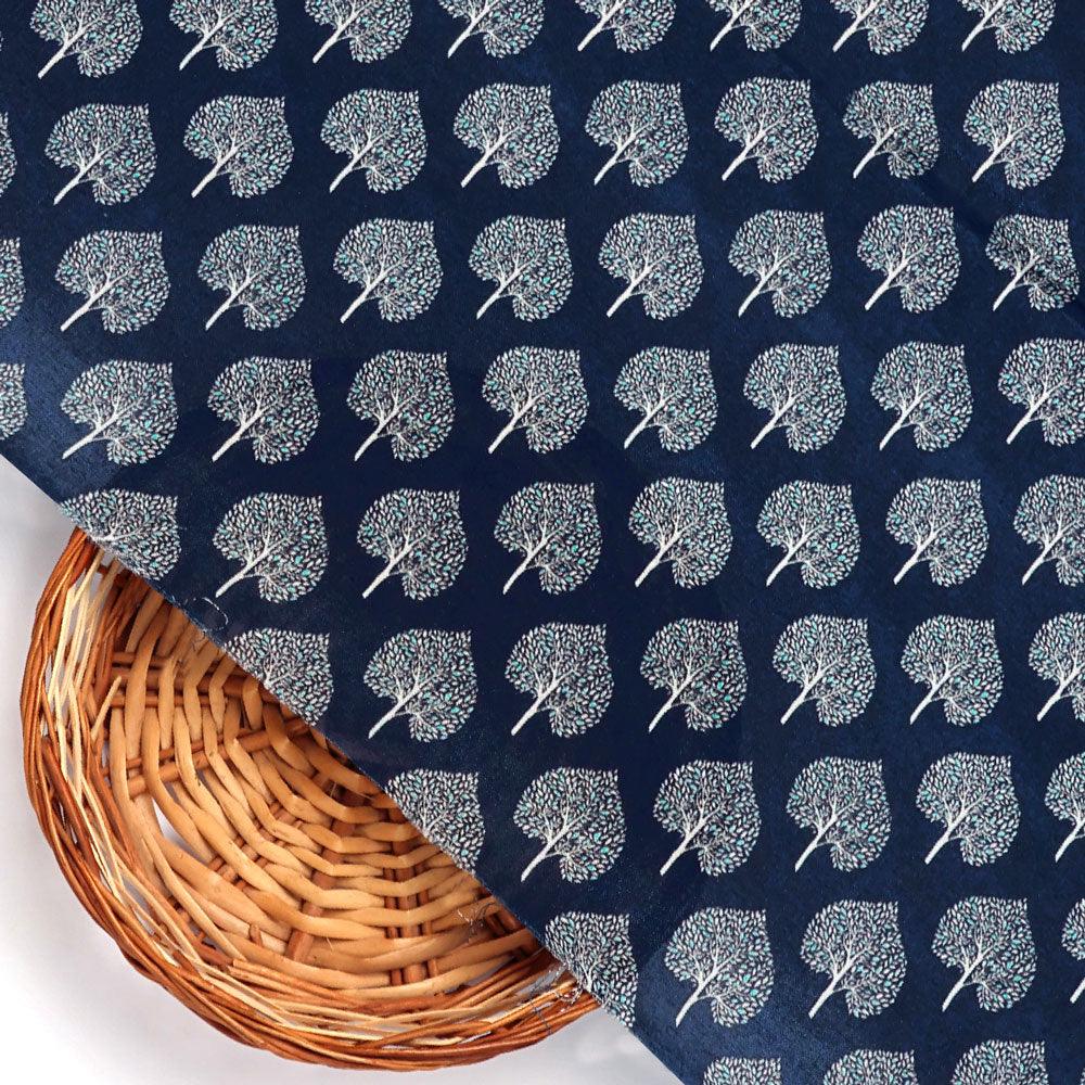 Stylized Mepal Leaf Motif Digital Printed Fabric - Pure Muslin - FAB VOGUE Studio®