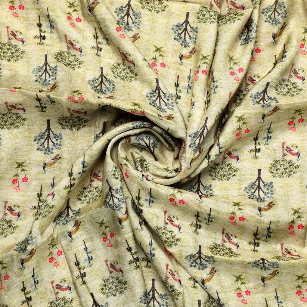 Pista Chinoiserie With Birds Digital Printed Fabric - Pure Muslin – pm 0 ma04430 110 pista chinoiserie with birds digital printed fabric pure muslin 1