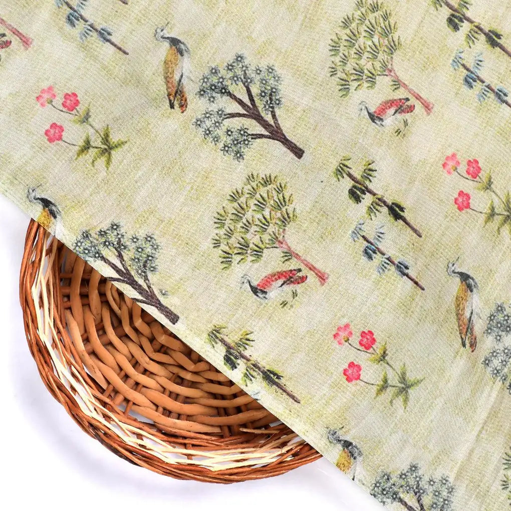 Pista Chinoiserie With Birds Digital Printed Fabric - Pure Muslin – pm 0 ma04430 110 pista chinoiserie with birds digital printed fabric pure muslin 2