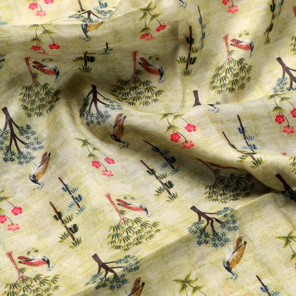Pista Chinoiserie With Birds Digital Printed Fabric - Pure Muslin – pm 0 ma04430 110 pista chinoiserie with birds digital printed fabric pure muslin 3