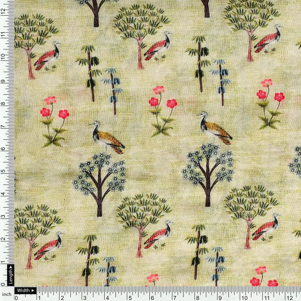 Pista Chinoiserie With Birds Digital Printed Fabric - Pure Muslin – pm 0 ma04430 110 pista chinoiserie with birds digital printed fabric pure muslin 4