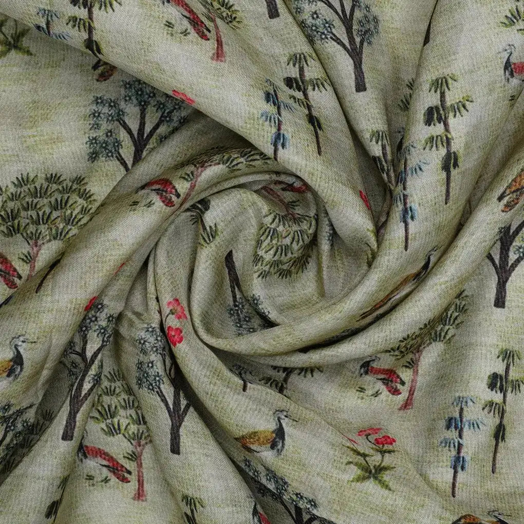 Pista Chinoiserie With Birds Digital Printed Fabric - Pure Muslin – pm 0 ma04430 151 pista chinoiserie with birds digital printed fabric pure muslin 1