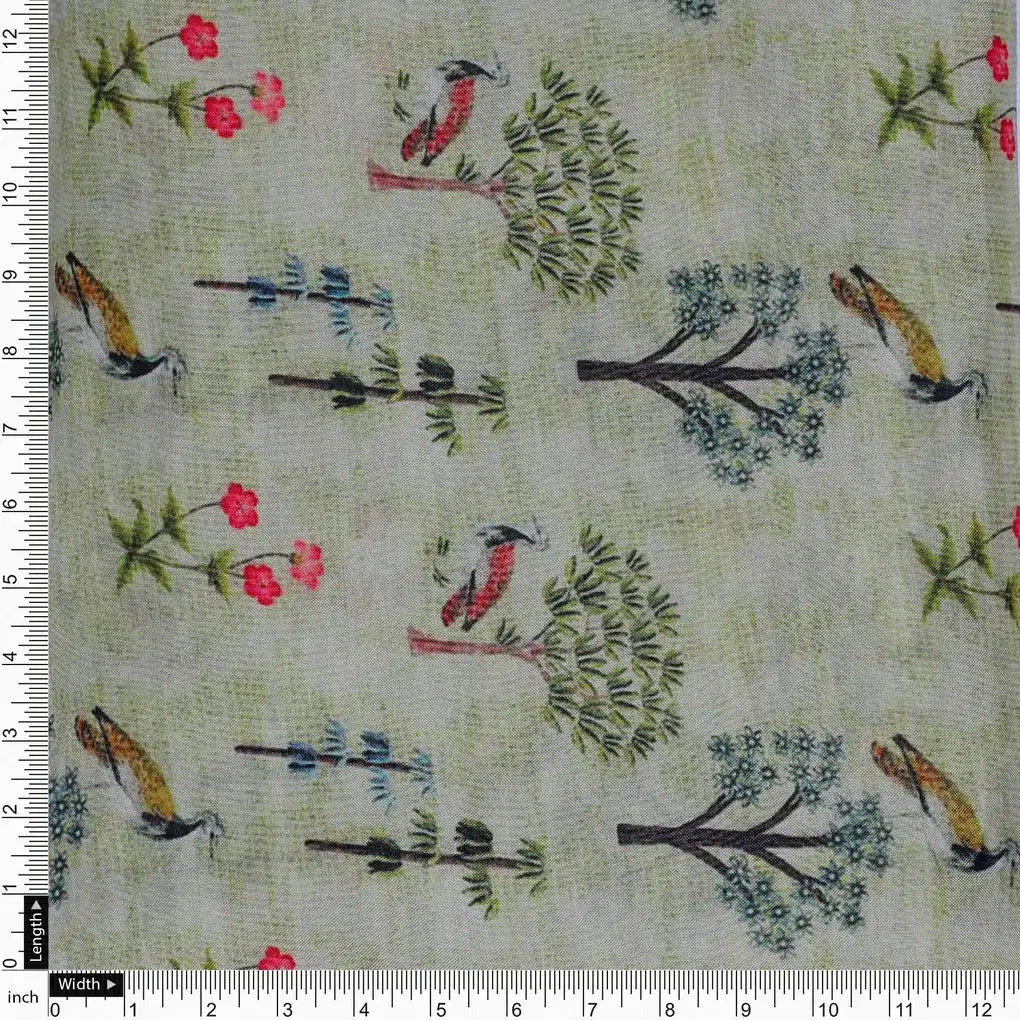Pista Chinoiserie With Birds Digital Printed Fabric - Pure Muslin – pm 0 ma04430 151 pista chinoiserie with birds digital printed fabric pure muslin 4