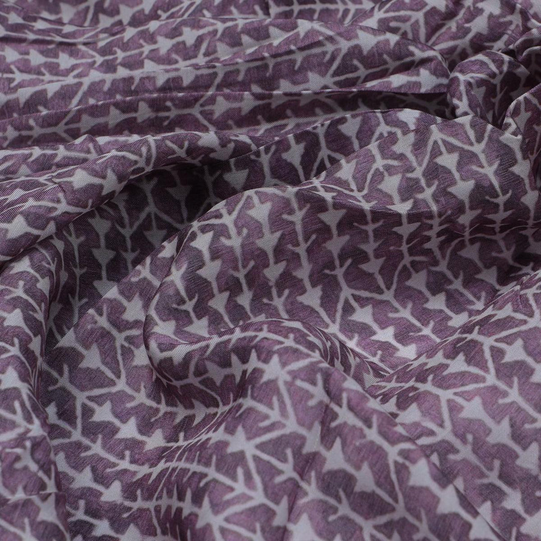 Seamless Link Abstract With Old Lavender Digital Printed Fabric - Pure Muslin - FAB VOGUE Studio®