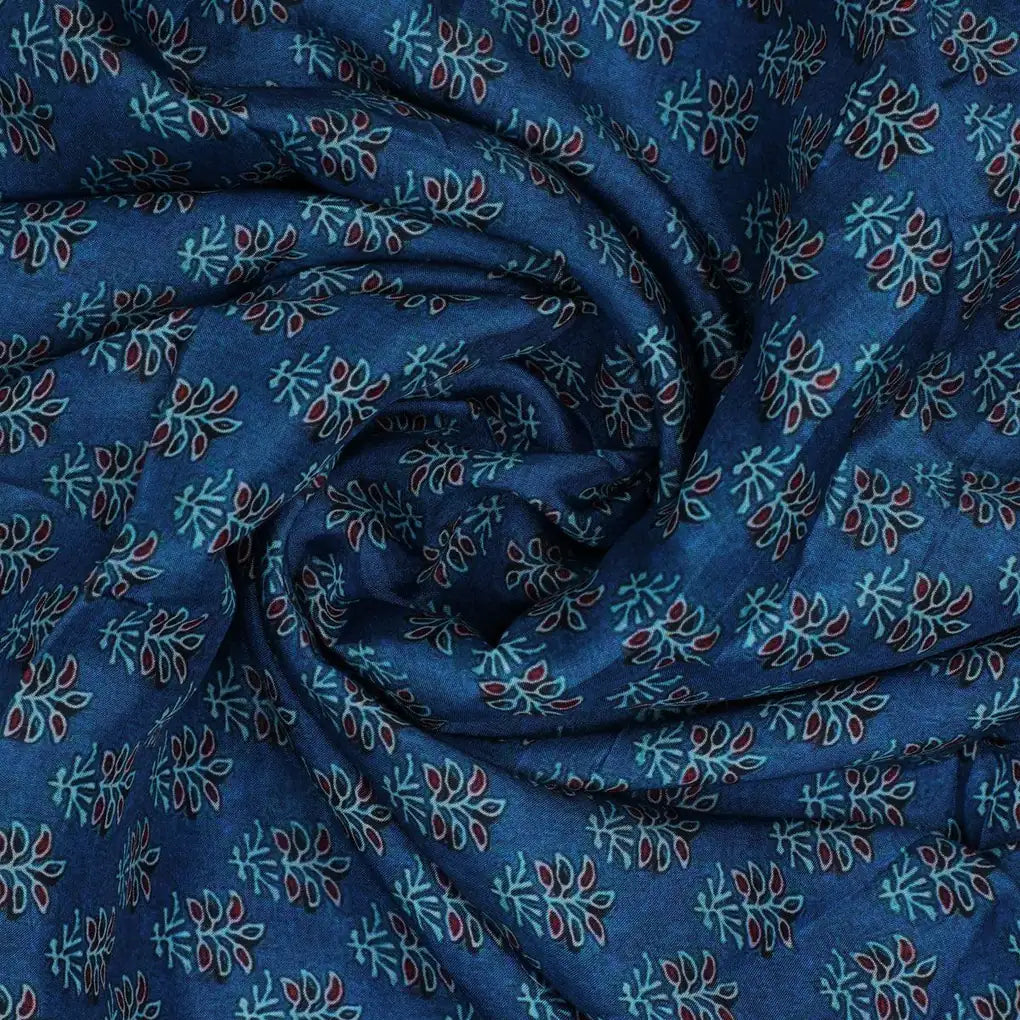 Lovely Blue Port Tree Leaves Digital Printed Fabric - Pure Muslin – pm 0 ma0669 110 lovely blue port tree leaves digital printed fabric pure muslin 1