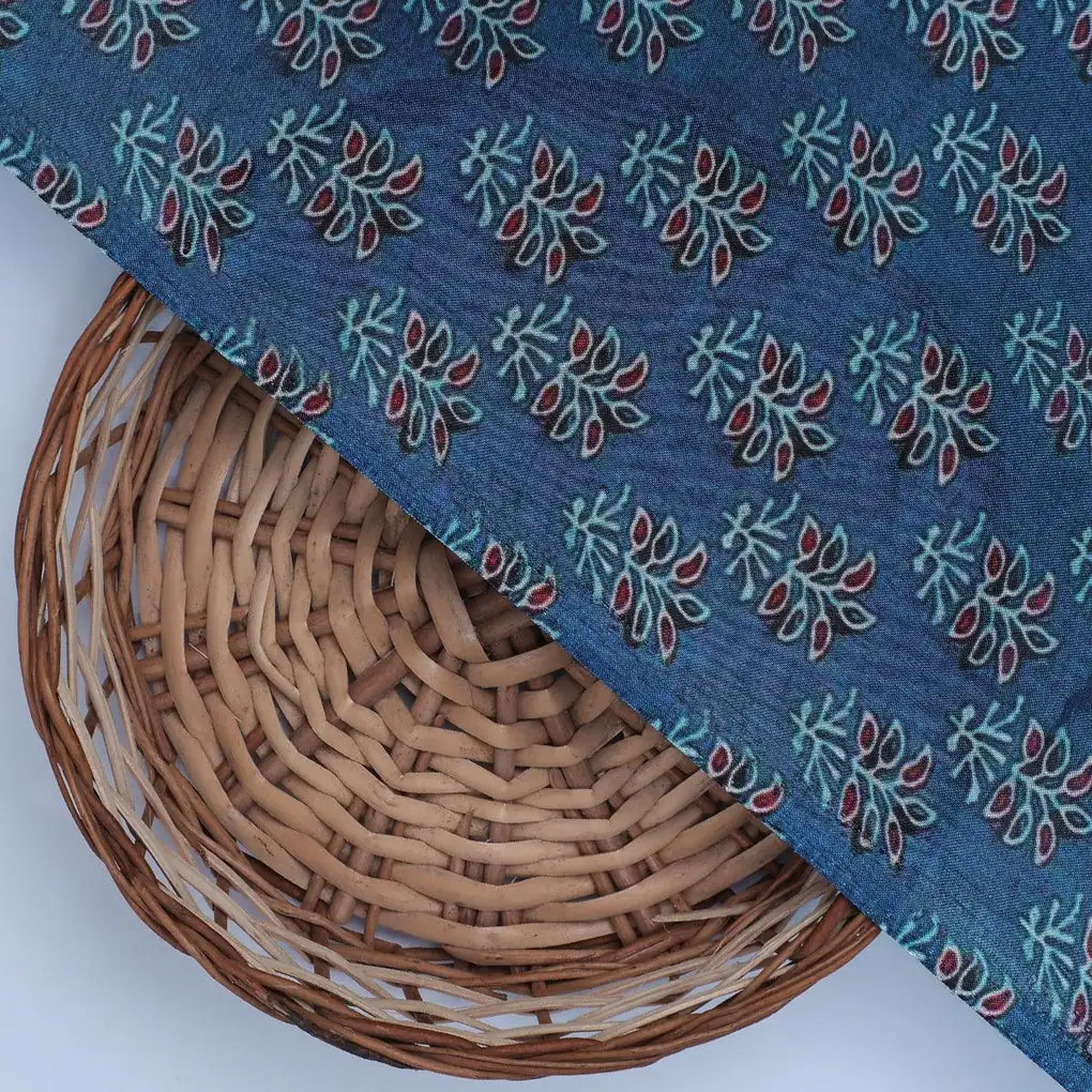 Lovely Blue Port Tree Leaves Digital Printed Fabric - Pure Muslin – pm 0 ma0669 110 lovely blue port tree leaves digital printed fabric pure muslin 2