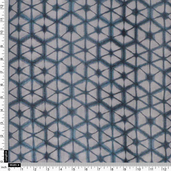 Creative Morden Abstract Hexagon Digital Printed Fabric - Pure Muslin - FAB VOGUE Studio®