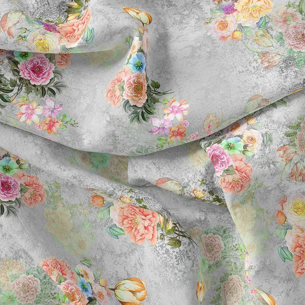 Colico Blue Rose With Purple Digital Printed Fabric - Pure Muslin – pm 0 ta 06505p4 110 colico blue rose with purple digital printed fabric pure muslin 1