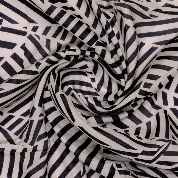 Attractive Black Strips With Bone Colour Digital Printed Fabric - Pure Muslin – pm 0 ta0078 110 attractive black strips with bone colour digital printed fabric pure muslin 1