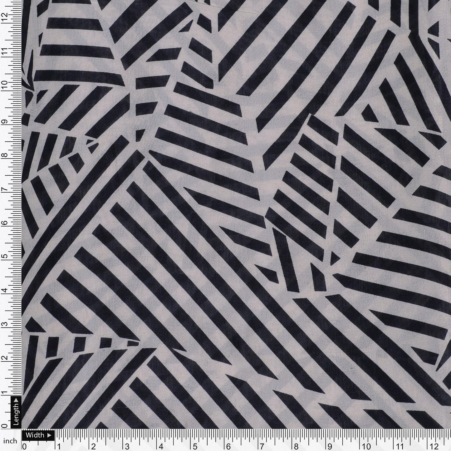Attractive Black Strips With Bone Colour Digital Printed Fabric - Pure Muslin - FAB VOGUE Studio®