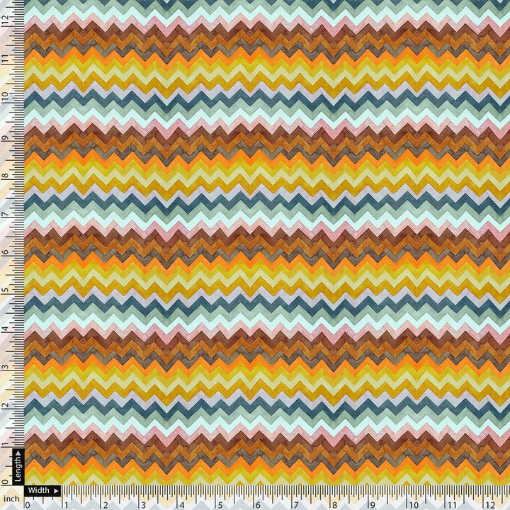 Classic Zigzag Multicolour Waves Digital Printed Fabric - Pure Muslin - FAB VOGUE Studio®