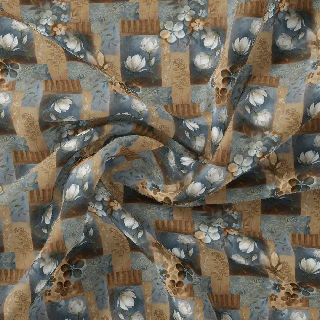 Vintage Bright White Flower With Cool Pattern Digital Printed Fabric - Pure Muslin – pm 0 ta0086pm1 151 vintage bright white flower with cool pattern digital printed fabric pure muslin 1