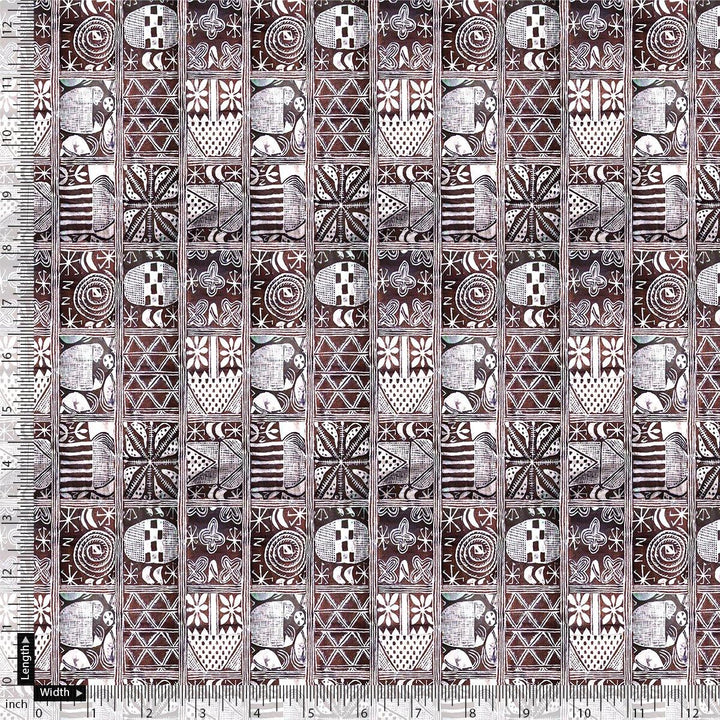 Greek Art Of Multitype Pattern Digital Printed Fabric - Pure Muslin - FAB VOGUE Studio®