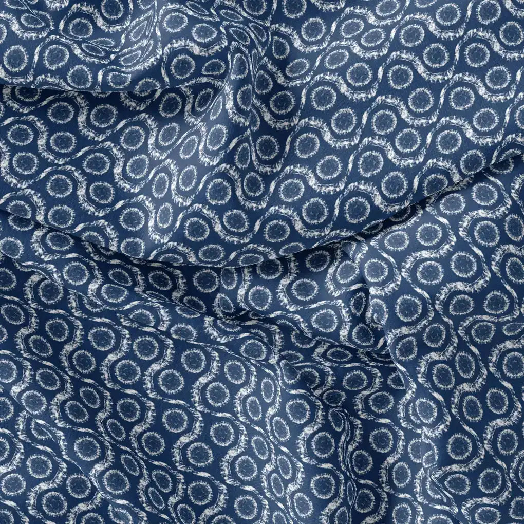 Seamless Vermicular Pattern With Blue Colour Digital Printed Fabric - Pure Muslin – pm 0 ta0140 151 seamless vermicular pattern with blue colour digital printed fabric pure muslin 3