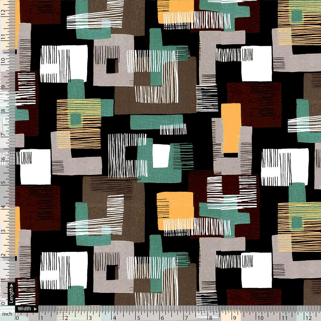 Trendy Colourful Puzzle Decorative Digital Printed Fabric - Pure Muslin - FAB VOGUE Studio®