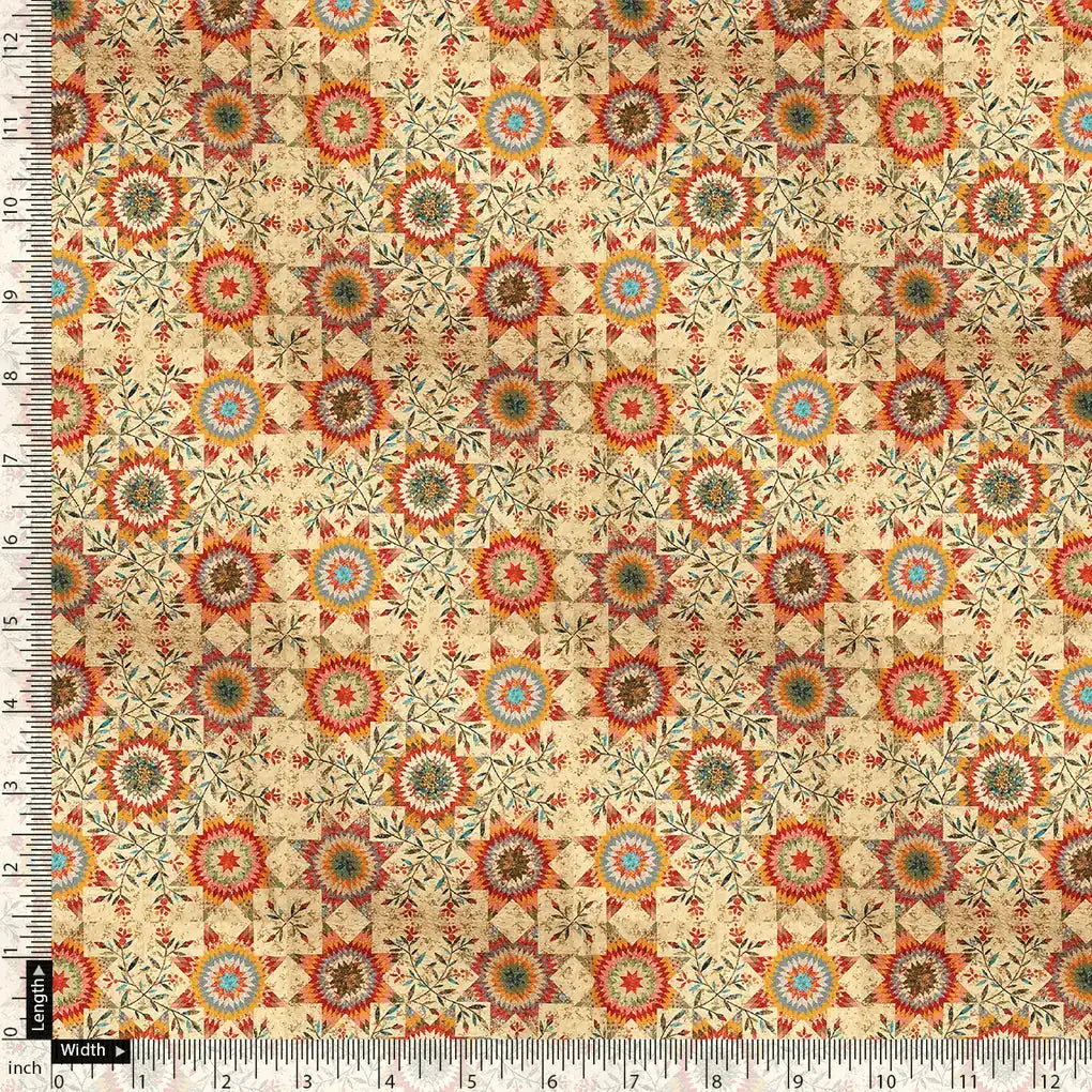 Vintage And Inspire Suzani With Leaves Digital Printed Fabric - Pure Muslin – pm 0 ta0174 151 vintage and inspire suzani with leaves digital printed fabric pure muslin 4