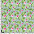 Tropical Leaves Pink Hibiscus Flower Digital Printed Fabric - Pure Muslin – pm 0 ta0216 151 tropical leaves pink hibiscus flower digital printed fabric pure muslin 4