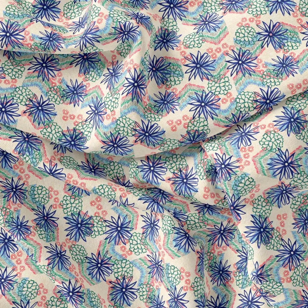 Morden Lily Floral Flower Digital Printed Fabric - Pure Muslin – pm 0 ta0265 110 morden lily floral flower digital printed fabric pure muslin 3