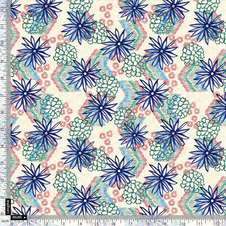 Morden Lily Floral Flower Digital Printed Fabric - Pure Muslin - FAB VOGUE Studio®