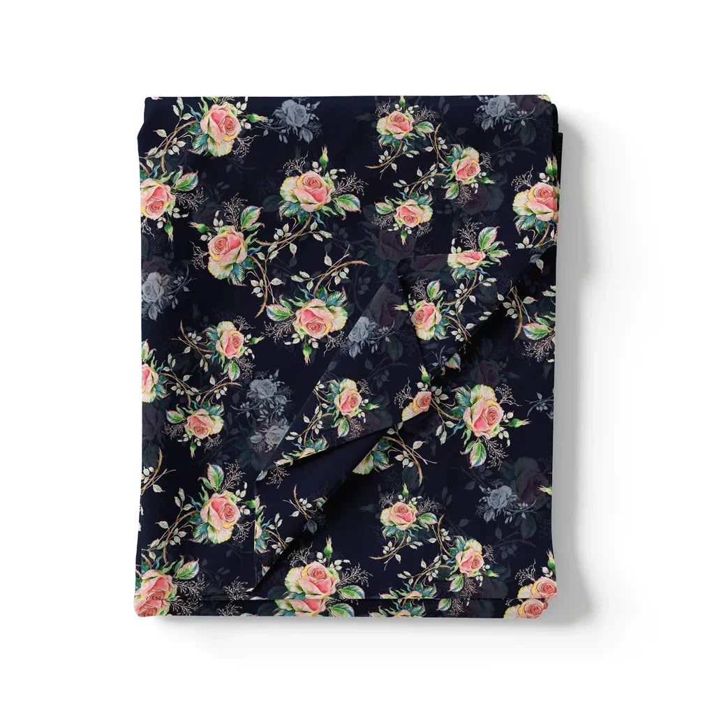 Colourful Roses With Multicolour Branch Digital Printed Fabric - Pure Muslin – pm 0 ta06702p6 110 colourful roses with multicolour branch digital printed fabric pure muslin 3