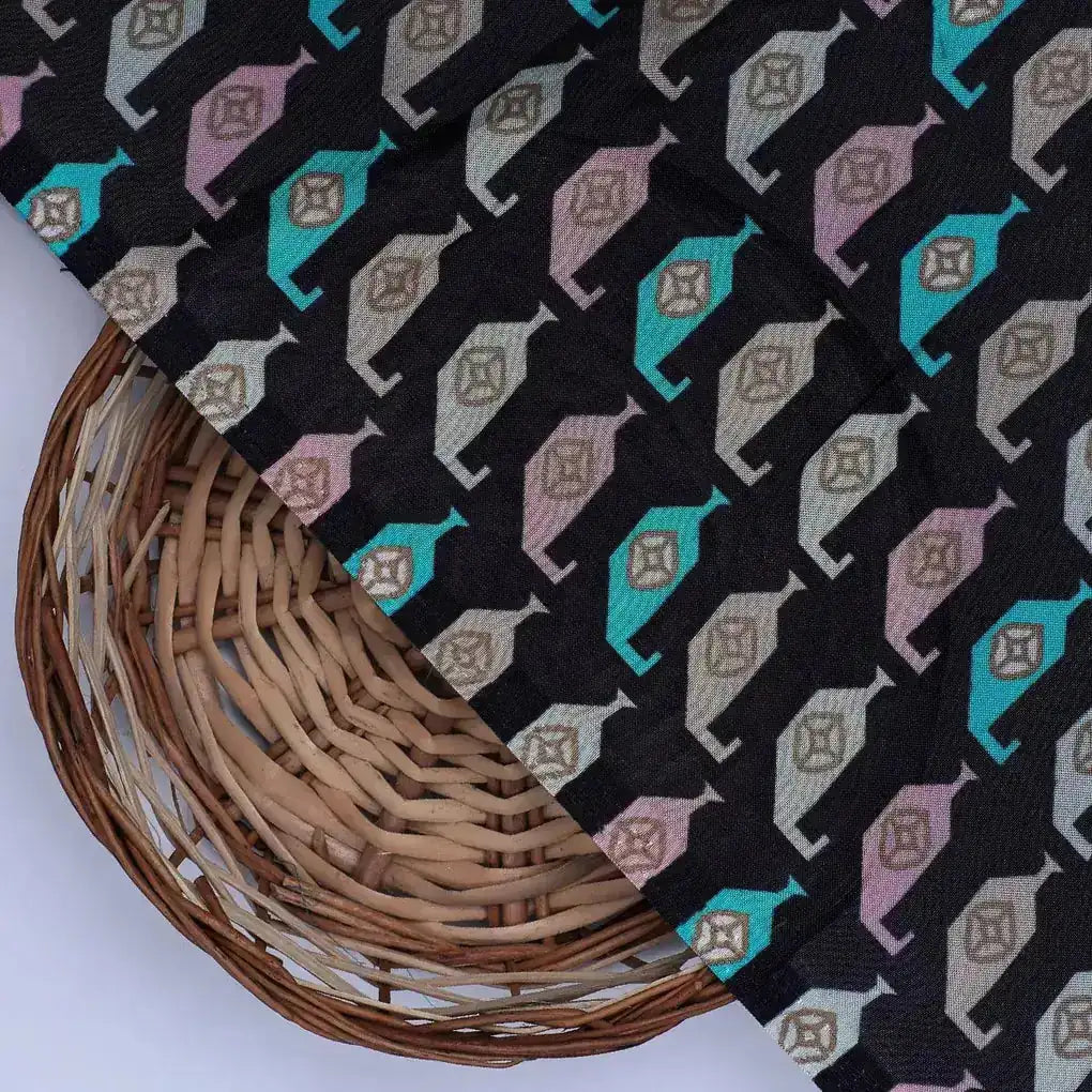 Stylized Leaf Motif Allover Digital Printed Fabric - Pure Muslin – pm 0 ta07535 110 stylized leaf motif allover digital printed fabric pure muslin 2