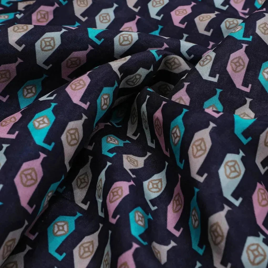 Stylized Leaf Motif Allover Digital Printed Fabric - Pure Muslin – pm 0 ta07535 110 stylized leaf motif allover digital printed fabric pure muslin 3