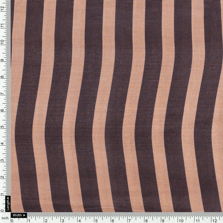Brown Stripes Digital Printed Fabric - Pure Muslin - FAB VOGUE Studio®