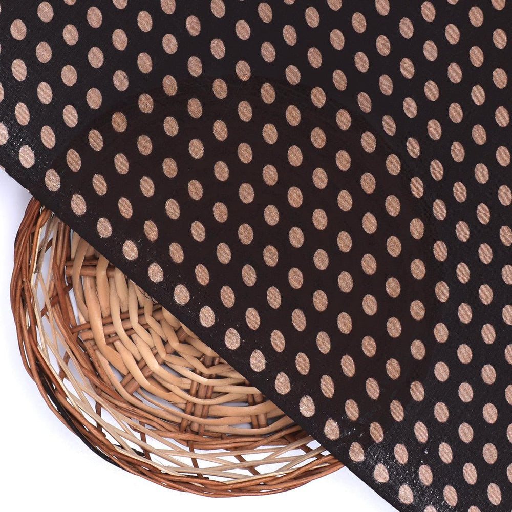 Brown Polka Dot Digital Printed Fabric - Pure Muslin - FAB VOGUE Studio®