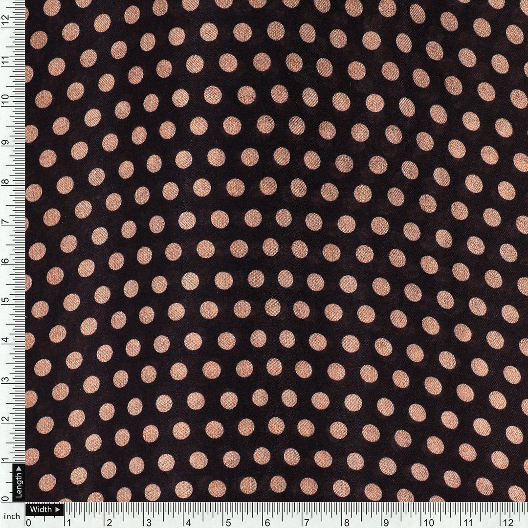 Brown Polka Dot Digital Printed Fabric - Pure Muslin - FAB VOGUE Studio®