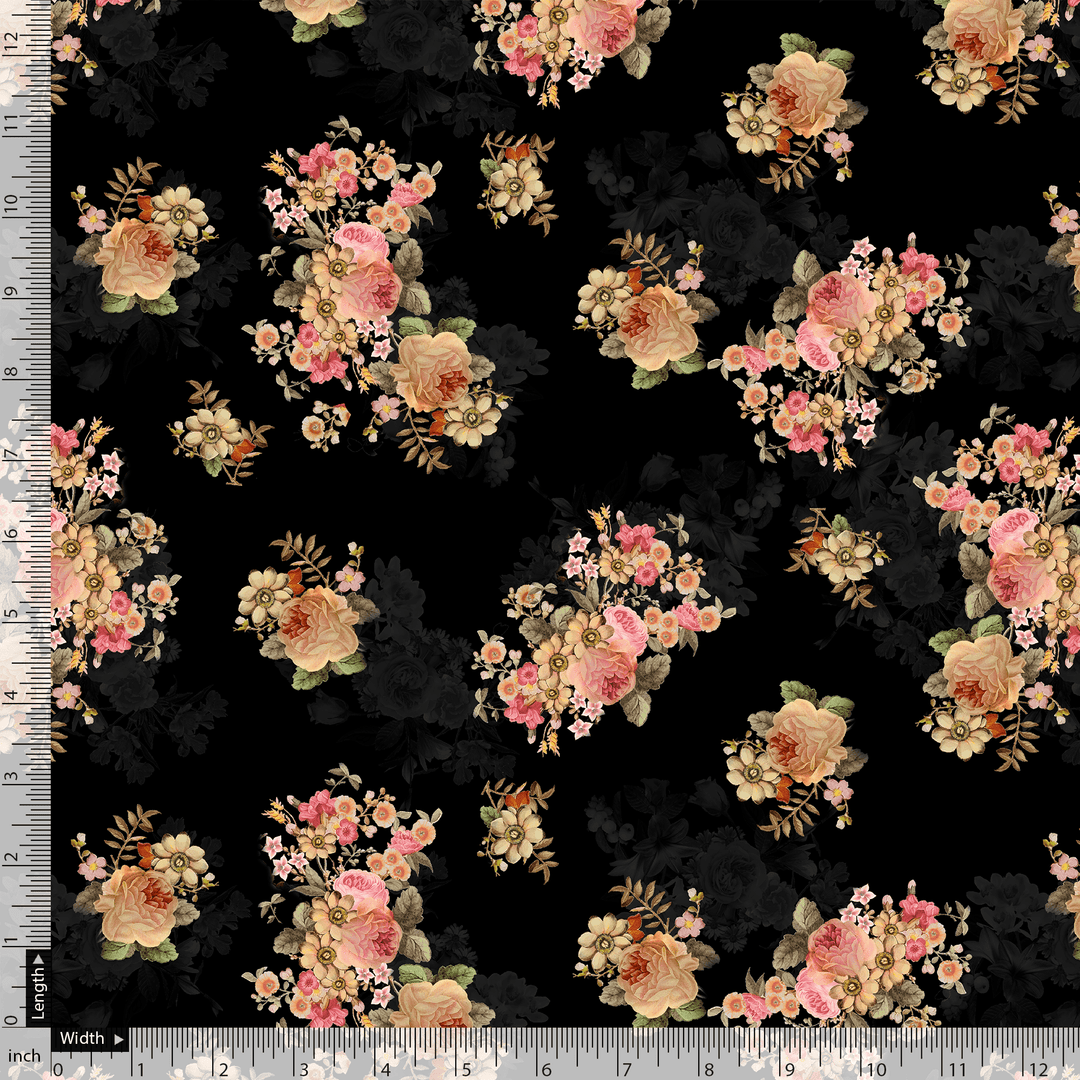 Unique Seamless Multitype Flower Digital Printed Fabric - Pure Muslin - FAB VOGUE Studio®