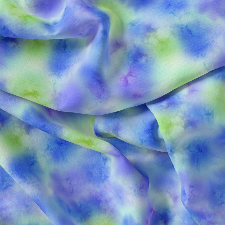 Classic Spotted Blue & Green Digital Printed Fabric - Pure Muslin - FAB VOGUE Studio®