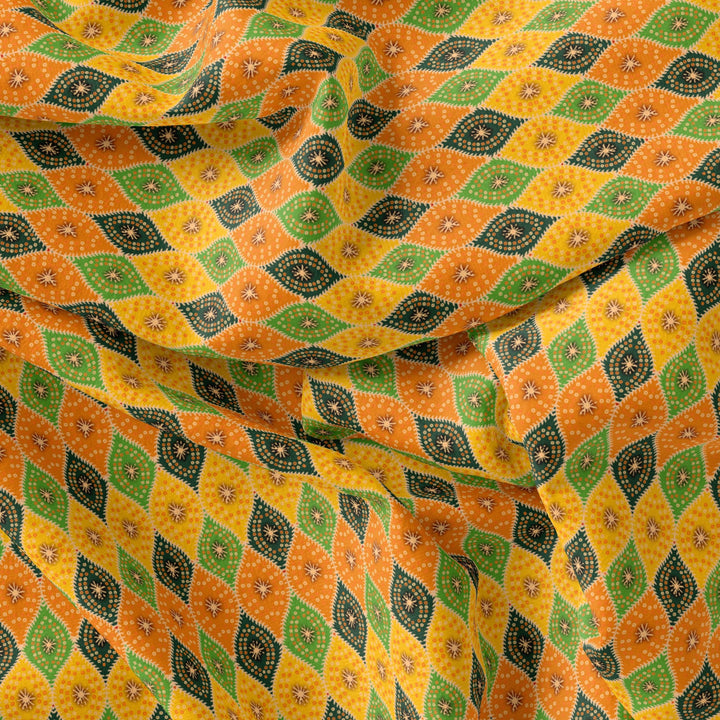 Mix Ogee Seamless Pattern Digital Printed Fabric - Pure Muslin - FAB VOGUE Studio®